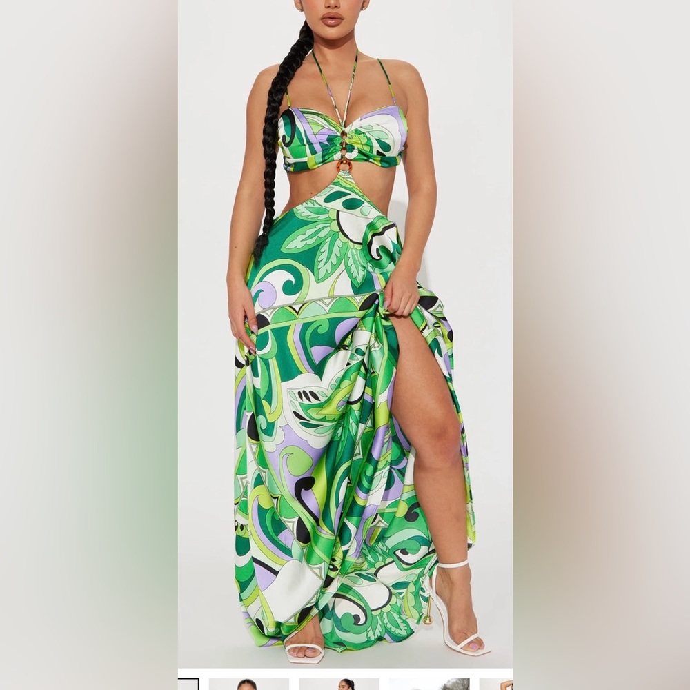 Vibrant Green and Purple dress